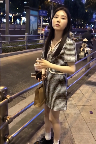 TK291-格子套裙妹子绿内开闪